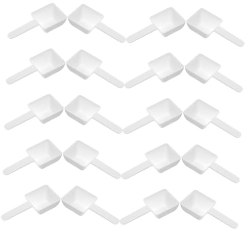 Cucchiaio Dosatore per Lavaggio 40 Pezzi Plastico Bianco | Misurazione Accurata, Uso Manuale e Commerciale, Formato 15g 9, 8x4, 6x2, 3cm