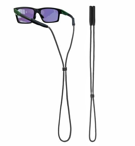 80Days Laccetto occhiali regolabile in nylon con terminali in silicone – presa sicura per occhiali da sole, da lettura o sportivi (Grey 1pcs)