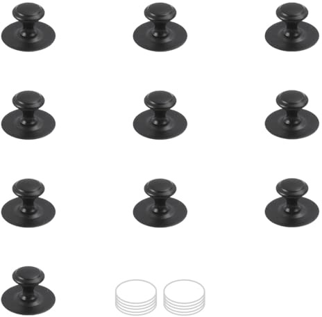 ZSUIQIN 10 Pezzi Pomelli Autoadesivi per Cassetti in Acciaio Inox, Pomolo per Mobili Rotondo, 38 x 22mm, Pomelli per Porta Adesiva, Senza Foratura, Per Porte e Finestre, Armadi, Armadi (Nero)