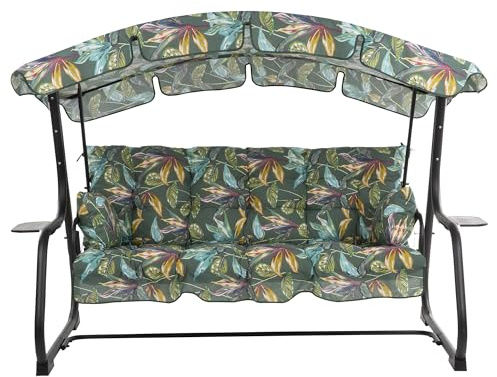 PATIO Hollywoodschaukel mit Liegefunktion für 3 Personen Ravenna 170 cm mit Auflagen Seitentischen Sonnendach Mehrfarbig