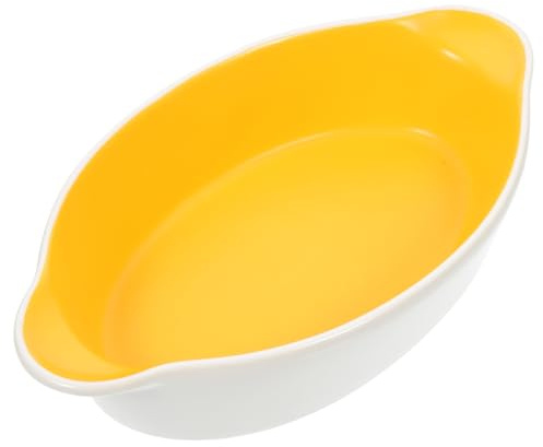 Healifty Teglia Da Forno Rettangolare in Ceramica Bicolore Con Doppio Manico Ciotola Da Forno Resistente Ad Alte Temperature Per Uso Domestico e Dolci