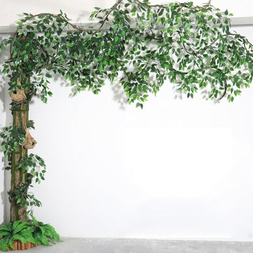 Ficus Artificial Trees, Tall Lush Faux Tree for Indoor Home Decor, Green Lifelike Fake Ficus Tree Artificial Plants for Office Living Room Bedroom Foyer Porch Decor