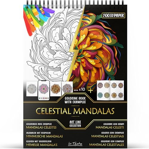 In Textu Livre de Coloriage Adulte Mandalas Célestes, Papier 200 g/m²
