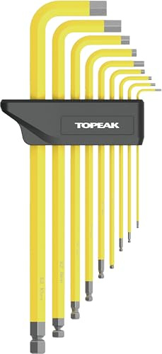 Topeak Duohex Innensechskant Schlüsselsatz 9-TLG, SNCM-V Stahl/Kunststoff, L-Griff verschiebbar, Schwarz/Gelb, kompakt 23x10,5x1,8 cm, 15400210
