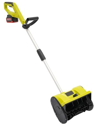 Akku Schneefräse 1200W, Elektrischer Schneeschieber mit 4.0Ah Lithium-Akku, 32cm Räumbreite Handheld Schneeräumer für Einfahrt & Gehweg, Leise Kabellose Kehrmaschine für Terrasse Und Garten