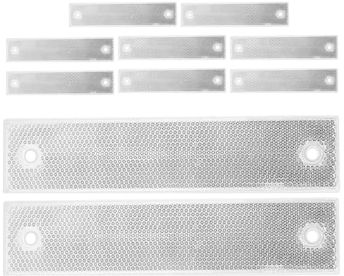 DIKACA Lot de 10 Balises de Chaussée Réfléchissantes Rectangulaires 18x4 Cm, Panneaux de Signalisation Résistants aux Intempéries, Réflecteurs Blancs Haute Visibilité pour