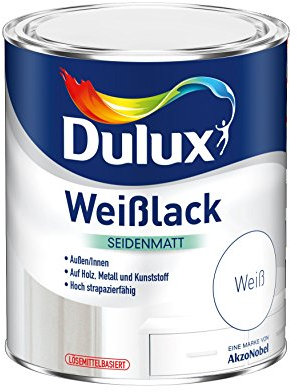 Dulux Weißlack Seidenmatt– Ob seidenmatt oder glänzend: Ihre Oberflächen leuchten in reinweißer Eleganz - Weiß, 750 ml