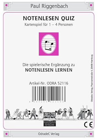 Notenlesen Quiz: Kartenspiel für 1-4 Personen. Die spielerische Ergänzung zu Notenlesen Lernen (Musik lernen)
