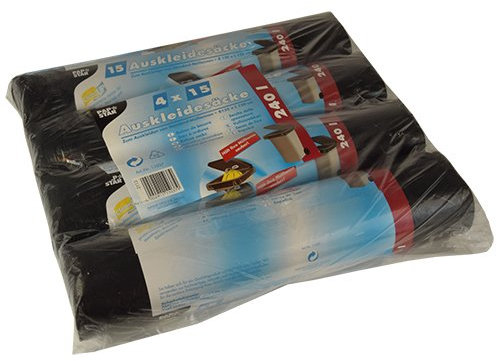 60 Sacos para revestir cubos de basura 240 l 135 cm x 120 cm negro