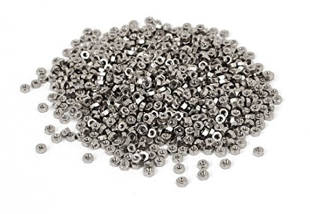 sourcing map 1000Stk.M1.2 x 1.2mm vernickelte Sechskant-Sechskantmuttern Befestigungselemente DIN 934