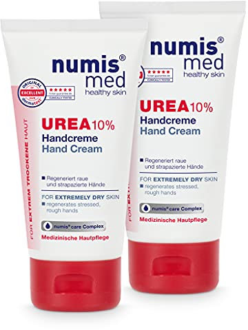 numis med Handcreme mit 10% Urea - 2er Pack Hautberuhigende Hand Creme für sehr trockene & strapazierte Hände - vegane Hautpflege ohne Silikone, Parabene & Mineralöl (2x 75 ml)