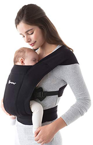 Ergobaby Babytrage für Neugeborene ab Geburt Extra Weich, Embrace Bauchtrage Baby-Tragetasche Ergonomisch (Pure Black)
