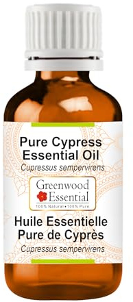 Greenwood Essential Olio essenziale di cipresso naturale (Cupressus sempervirens) distillato a vapore 50 ml