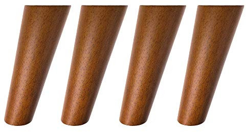 Bikani Round Solid Wood Furniture Legs Sofa Replacement Legs Perfect for Mid-Century Modern/Great IKEA hack for Sofa, Couch, Bed, Coffee Table (6 Inches,Set of 4, Walnut Color)