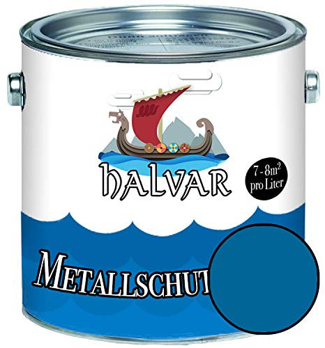Halvar Metallschutzlack MATT Blau RAL 5000-5024 Metallfarbe besonders robuster Kunstharzlack Wetterbeständig & perfekter Langzeitschutz Metall (10 L, RAL 5017 Verkehrsblau)