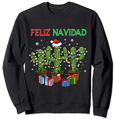 Felix Navidad Cactus Christmas Tree Lights Mexican Cactus Sudadera