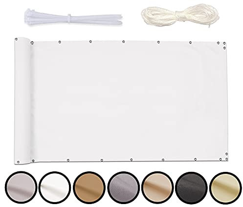 MEEYI Sichtschutzstreifen Sichtschutz Garten Sichtschutzzaun Sichtschutz Windschutz Verkleidung für Balkon Terrasse Zaun 130x1950cm Weiß