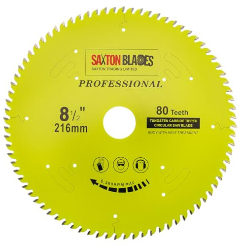 TCT21680TPRO Saxton Professional Range TCT Circular Saw Blade 216mm x 80T x 30mm Bore, 16, 20, 25mm Reduction Rings