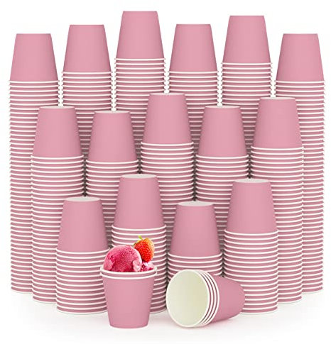 Paquete de 600 tazas de papel rosa, tazas de baño desechables, tazas de enjuague bucal, tazas de espresso, tazas de papel para fiestas, picnic, viajes y eventos