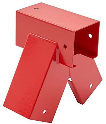 TRIBECCO® Vierkant Schaukelverbinder 90/90mm 90° (90° Rot) aus pulverbeschichtetem Stahlblech für Gartenschaukel stabile Dreieck-A-Form mit Montageöffnungen Ø 10 mm
