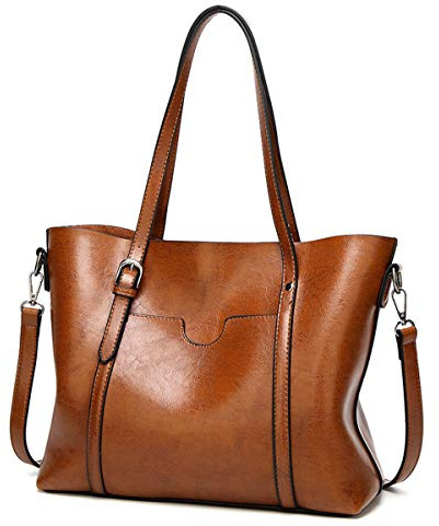 AINUOEY Mujer Bolsos de Mano Casual Bandolera Marca Mediano Totes Antirrobo Hombro Italianos PU Cuero 76612 1 piezas Marrón