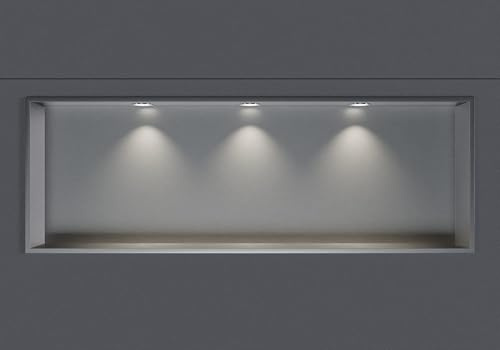 BERNSTEIN® Wandnische aus Edelstahl NT309010X mit LED-Beleuchtung– 30 x 90 x 10 cm – Duschablage für Bad-Utensilien – Duschnische Edelstahl gebürstet mit Rahmen LED-Einbaurahmen in Chrom