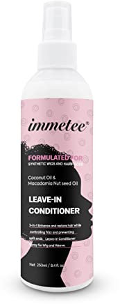 immetee Wig Spray, Leave-In Hair Conditioner for Wig, Wig Moisturing & Hydrating Detangler Hair Spray, Heat Protectant Spray for Black Women & Men. 250Ml/8.4Fl. Oz (Formulated for Synthetic Wig)