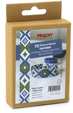 Pracht Creatives Hobby 5884-00051 - DIY Bastelset zum Gestalten eines Perlenarmbands, mit blauen, grünen und weißen Miyuki-Perlen, Gesamtgröße ca. 17 x 2 cm