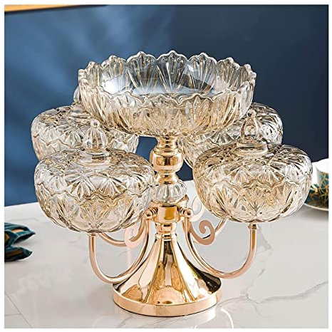 IRYZE Fruteros Cesta de Frutas Frutero Plato De Aperitivos De Frutas Secas Multicapa para El Hogar con Tapa, Plato De Caramelo De Nuez Dividido Decorativo Cesta de Fruta (Color : B, Size : 36 * 24cm)