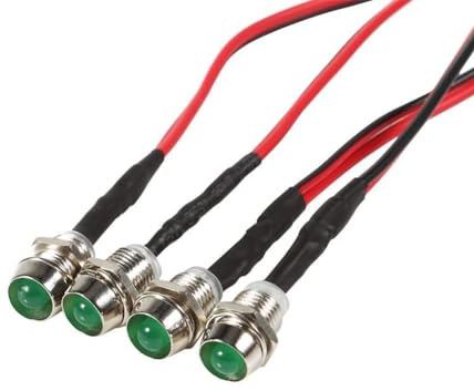Unifizz 4 Pcs LED Panel Pilot Dash Warning Light Indicator Lamp Car Van Boat 12v 8mm Green