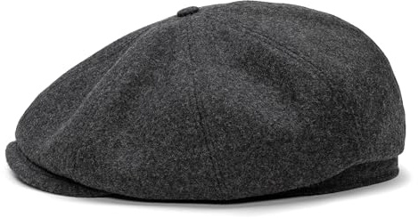 Sterkowski Shelby | 100% Wolle Schiebermütze für Herren und Damen | Paperboy Cap Schirmmütze Flatcap Newsboy Ballonmütze Winter Gangster Baker Boy Baskenmütze Cabrio Vintage Gatsby Dunkelgrau 55 cm