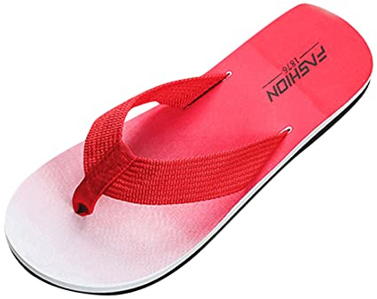 UK 8 Men's Slipper New Men's Flip Flops Summer Holiday Sandals Non-Slip Outdoor Beach Walking Slippers Indoor Outdoor Thong Sandals Comfort Slippers for Beach Pool #3_Red