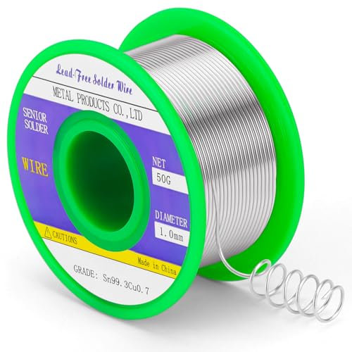 Gruiqrd Lötdraht 1mm Bleifrei, Entkernt Lötzinn Kolophonium Niedrigschmelzender Kern Lötdraht Sn99,3 Cu0,7 von Elektronischen Elektrischen Lötkomponenten (50g)