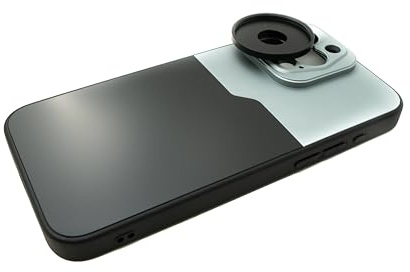 SYSTEM-S Funda de Objetivo 37 mm Compatible con Efecto Lente con Rosca para iPhone 15 Pro MAX en Negro y Gris