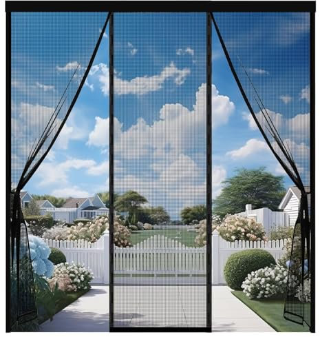 Fliegengitter TerrassentüR DoppeltüR füR Balkon 215x270cm Schwarz Magnetisch Türe Fliegengitter füR Fenster Magnetisch Insektenschutzrollo