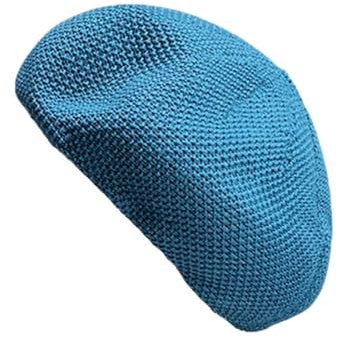 HIQIU Baskenmütze Sommer Damen Dünne Atmungsaktiv Barett - Leichte Damen Baskenmütze Künstler Maler Beret Hut Legere Beanie-Mütze (DE/NL/SE/PL, Alphanumerisch, Einheitsgröße, M, Blau)