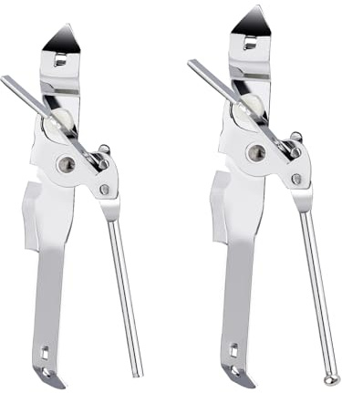 2pcs Can Opener Manual, Butterfly Can Openers Silver Hand Held Hand Tin Opener Heavy Duty Smooth Handheld Can Opener Laborsaving Can Openers for Seniors Camping Kitchen Banquet Gadgets