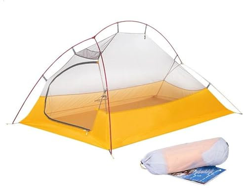 Campingzelt 20D 10D Zelt 2 Personen Ultraleicht 1,5 kg Wasserdichtes Outdoor-Campingzelt mit Matte Tragbare Reise biwakzelt(Cloud Up 20D Gray)