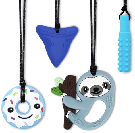 Hundehalsband für Kinder, TDah, Anti-Stress, für Kinder, 4 sensorische Kausnacks für Autismus, ADHS, Kleinkinder, Erwachsene, weicher Beißring, BPA-frei