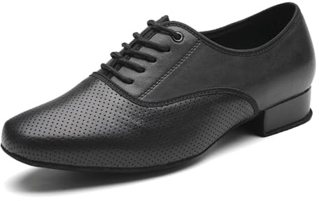 SWDZM da Ballo Latino Americano Uomo per Salsa Tango Jazz Performance Partito di Pratica di Danza,Nero,Tacco 2.5cm,Suola in camoscio,47EU
