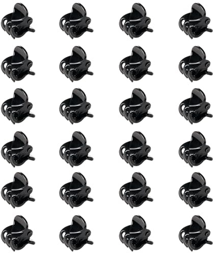 Aucuu 24 st Mini hårklämmor, kloklämmor, plast mini hårklämmor, halkfria hårklämmor för flickor och kvinnor, hårtillbehör lämpliga för barn och vuxna frisyrer (svart)