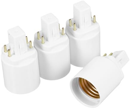 HIAKDOFT G24q to E27 Bulb Base Converter Lamp Adapter 4 Pin Led Light Socket Plug Adapter for Office Home Use 4pcs Compatible with Ac100-230v Fixtures