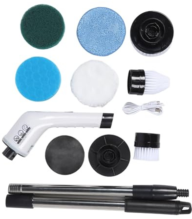 Elektrischer Schrubber mit Einstellbarer Verlängerungsstange, Geeignet für Fischtanks, Küchen, Badezimmer und Mehr, Mehrere Bürstenköpfe, Ideal für die Reinigung zu Hause