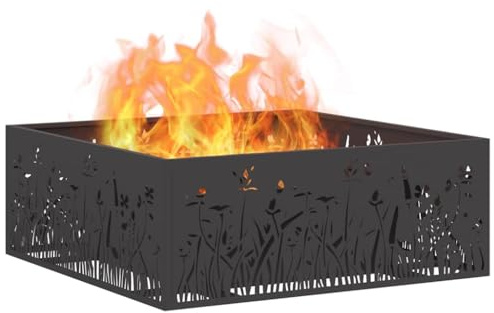 vidaXL Braise Noir 80 x 80 x 30 cm Acier, Brasero de Jardin et terrasse, Design carré en Acier, Portable, résistant à la Rouille pour des soirées Confortables