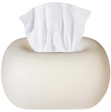White Ceramic Cosmetic Tissue Box Dispenser for Living Room and Bathroom Decorative Tissue Container and Facial Paper nizer