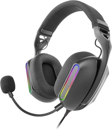 Mars Gaming MH-Pro, Auriculares Gaming ARGB Flow, Sonido Envolvente, Almohadillas Air 3D, Micrófono, PS4, PS5, Xbox One, Xbox Series X-S, Switch, Switch 2, Windows, Mac, Smartphone y Tablet, Negro