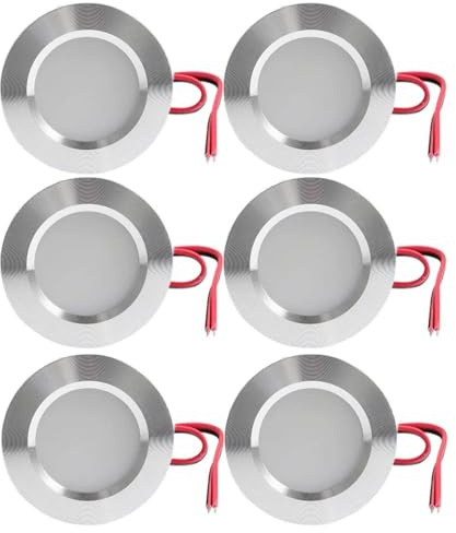 RUEHALF 6x Slim LED Skåpbelysning 3W 12V DC Infälld LED Downlight Underskåpsbelysning 55mm RV Camper Skåpbelysning Solcellsbelysning(Silver Shell,Warm White 3000K)