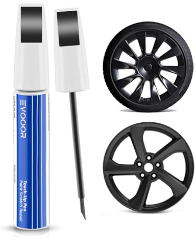 EVOOOR Pennarello per Cerchi Nero Opaco, Penna Ripara-Graffi per Tesla Model 3/Y/S/X - Soluzione Rapida e Semplice per Riparare i Danni alla Vernice dei Cerchi