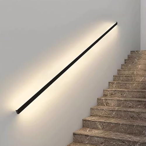Pasamanos de escalera con luz LED con sensor de cuerpo humano, pasamanos de pared de 1 m para interiores y exteriores, iluminación LED de 4000 K para entradas seguras de porche y escalera