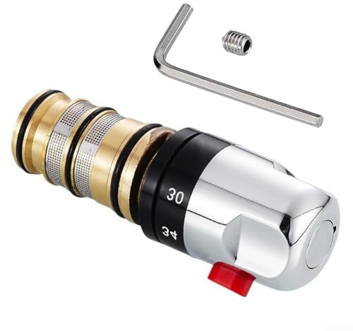 Thermostatic Shower Valve Cartridge, With Screws And Wrenches, Brass Tap Cartridge Bath Mixer Shower Valve Spare Replacement Kit